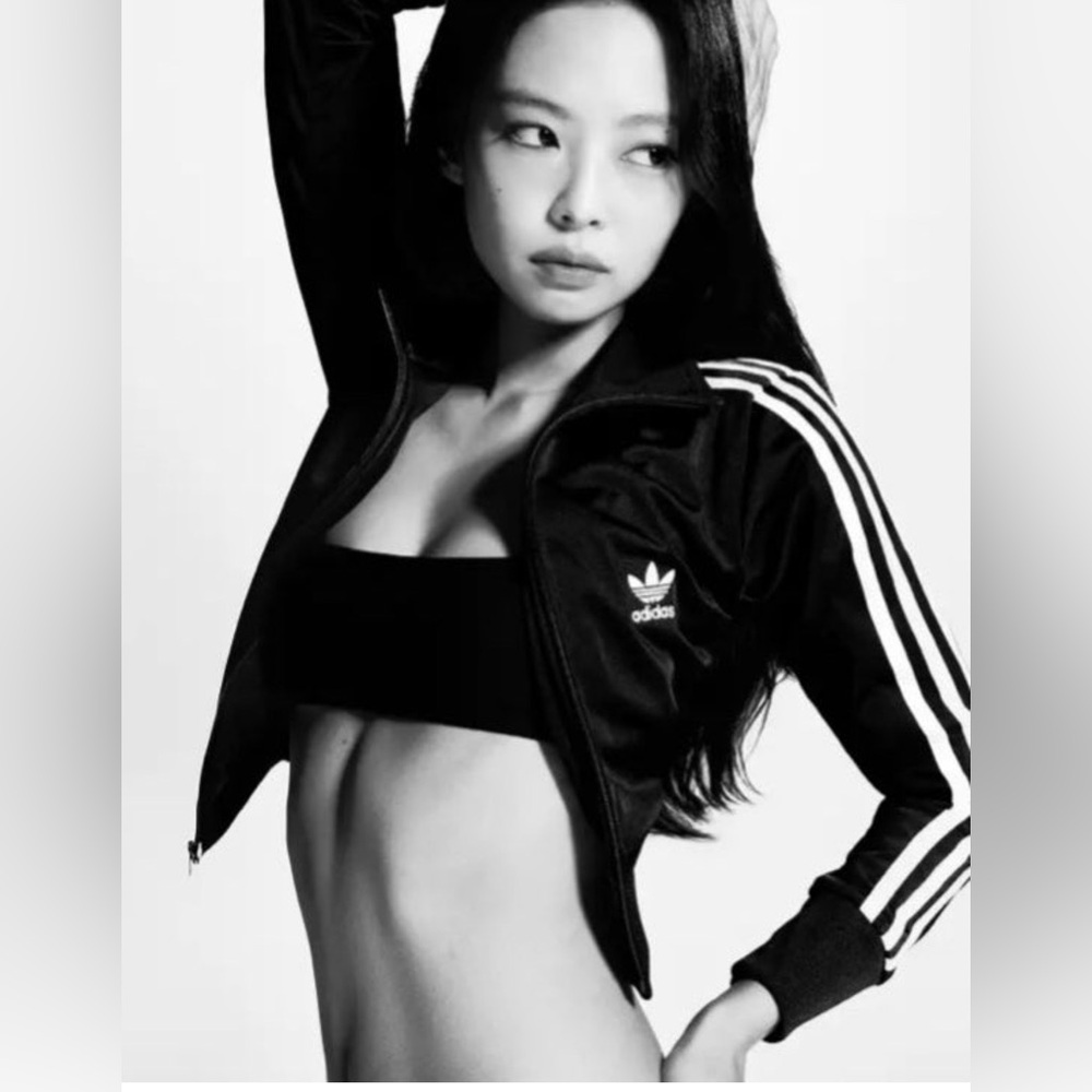 Adidas crop Black and White Striped Jacket tracksuit XS